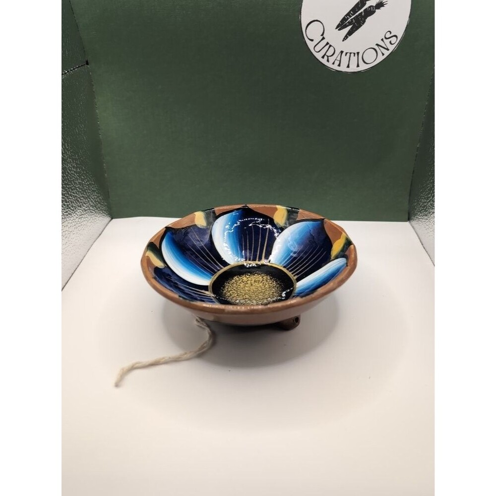 Vintage Hand-Painted Ceramic Hanging Bowl